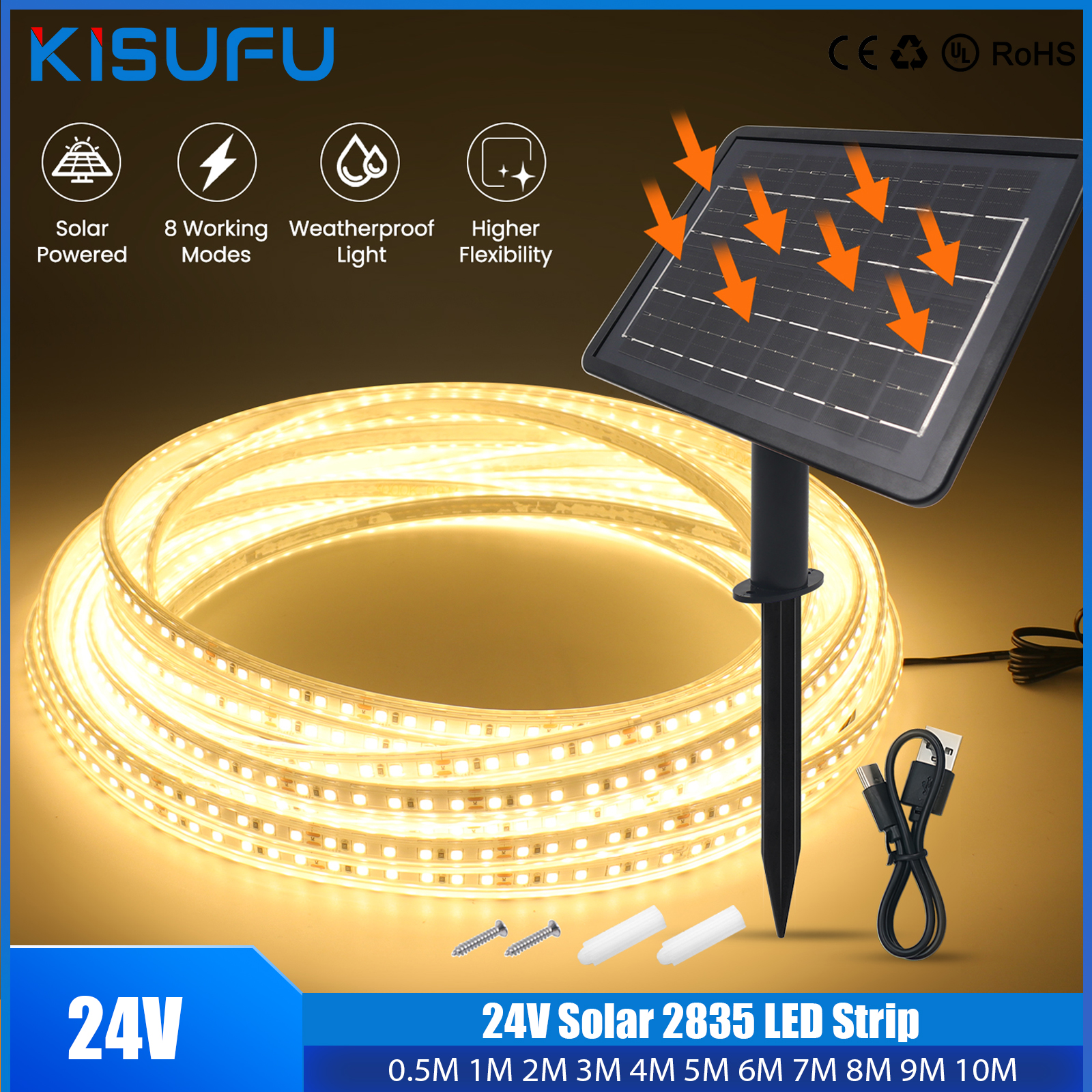 Outdoor Lighting Linear - 24V Solar LED Strip 2835 Dimmable