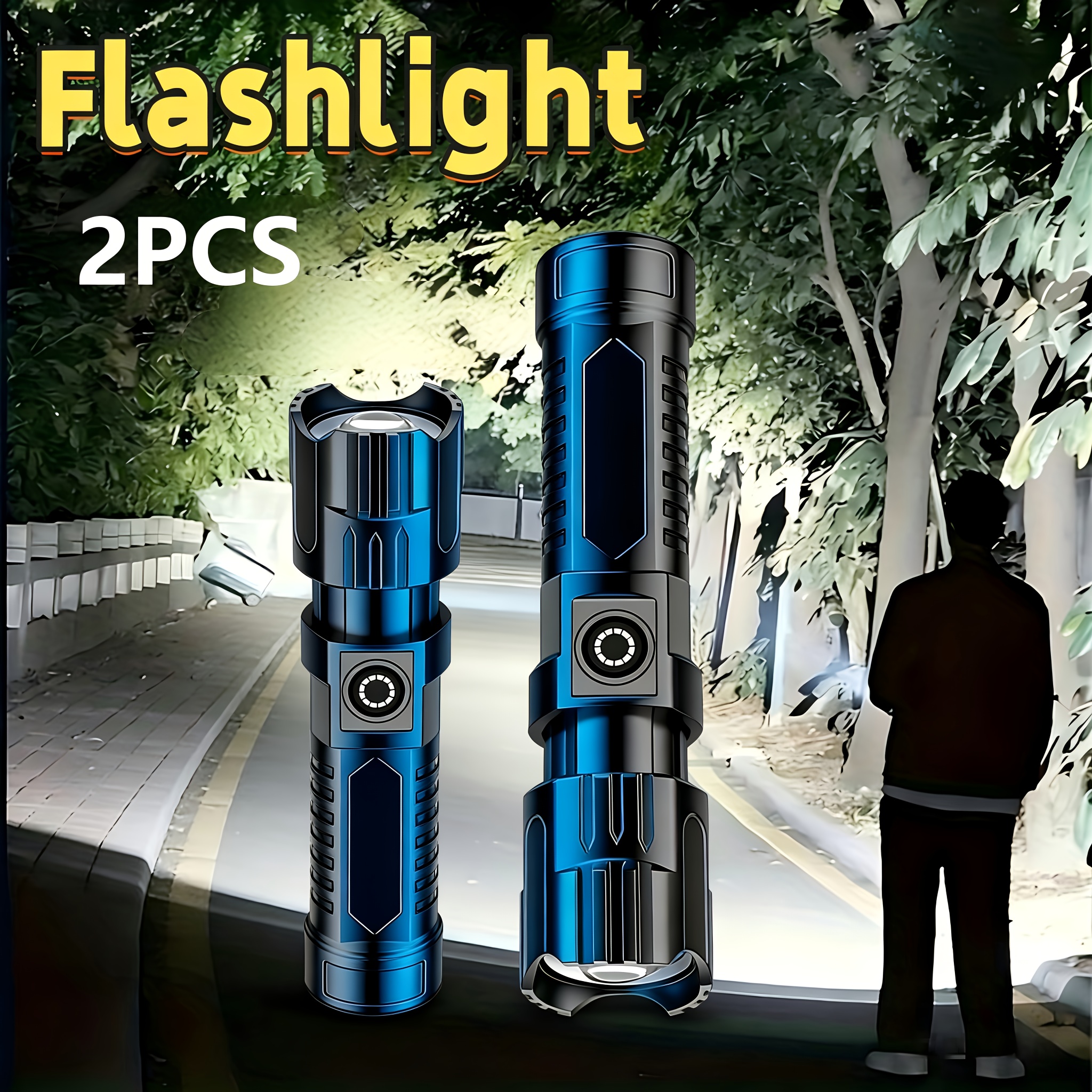 Outdoor Lighting Lowes - Tactical LED Flashlight 2000LM,USB Rechargeable Zoom