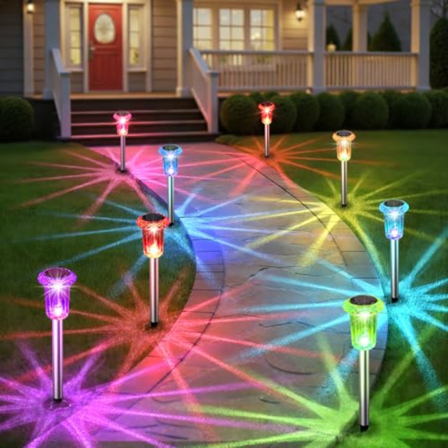 Outdoor Lighting Yard Stakes - Solar Outdoor Lights, Pack Solar Pathway