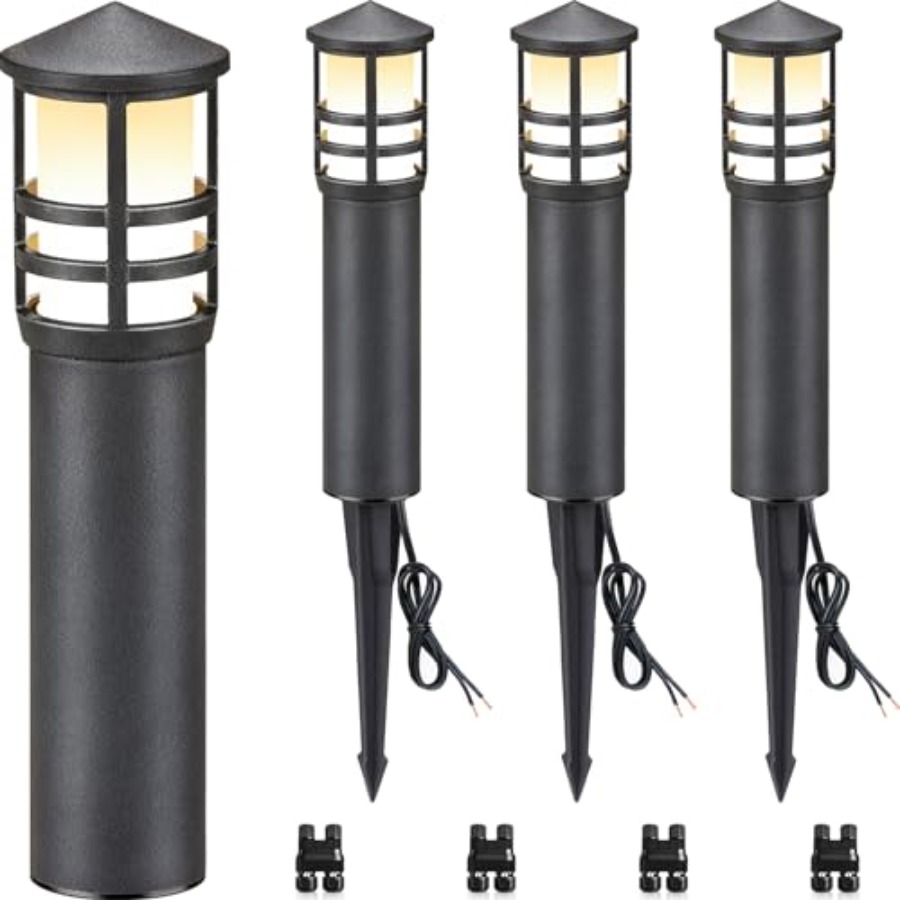 Outdoor Lighting Bollards - 4-Pack Low Voltage Pathway Lights 3W