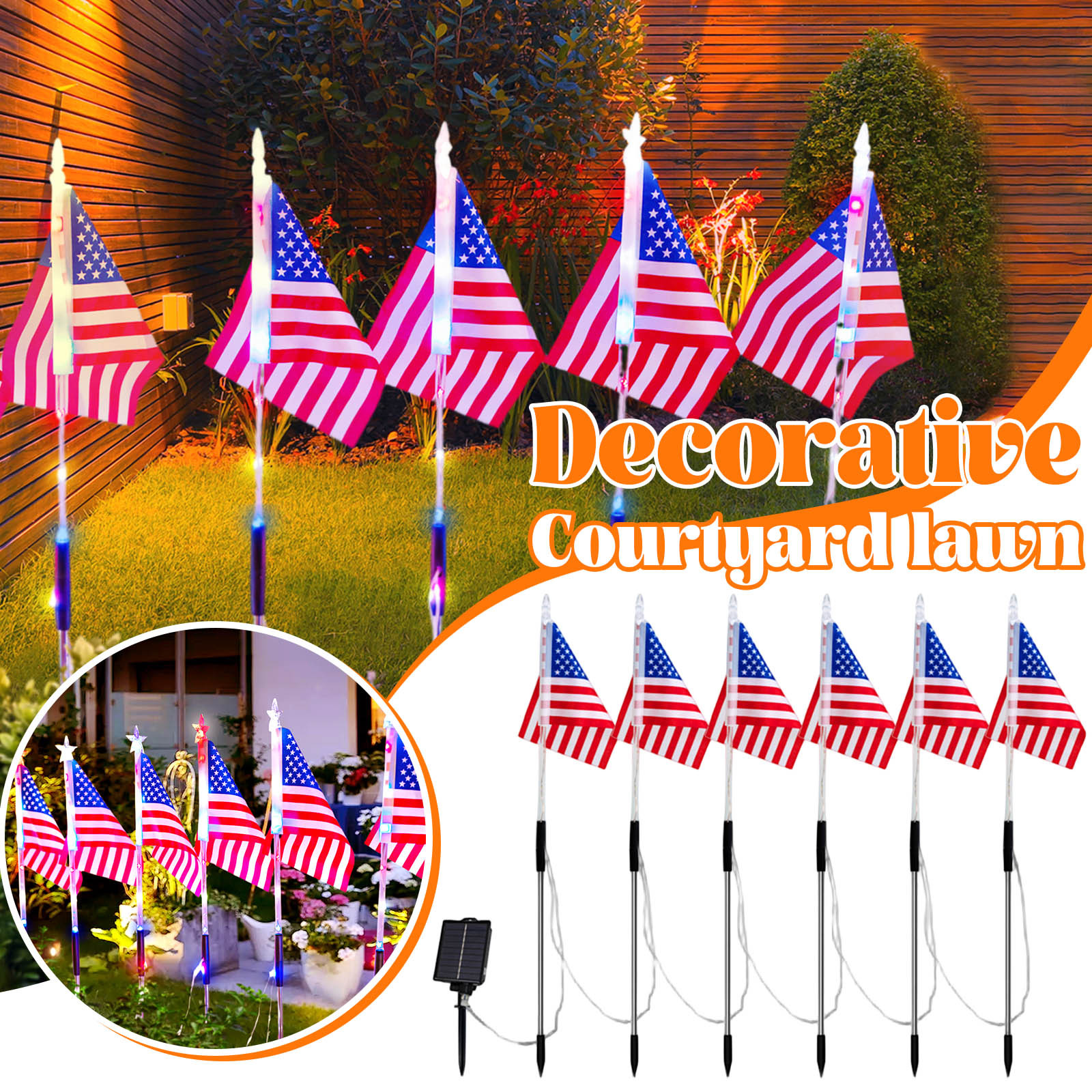 Solar Led American Flag Stake  - مراجعة Outdoor Lighting Yard Stakes وسعره