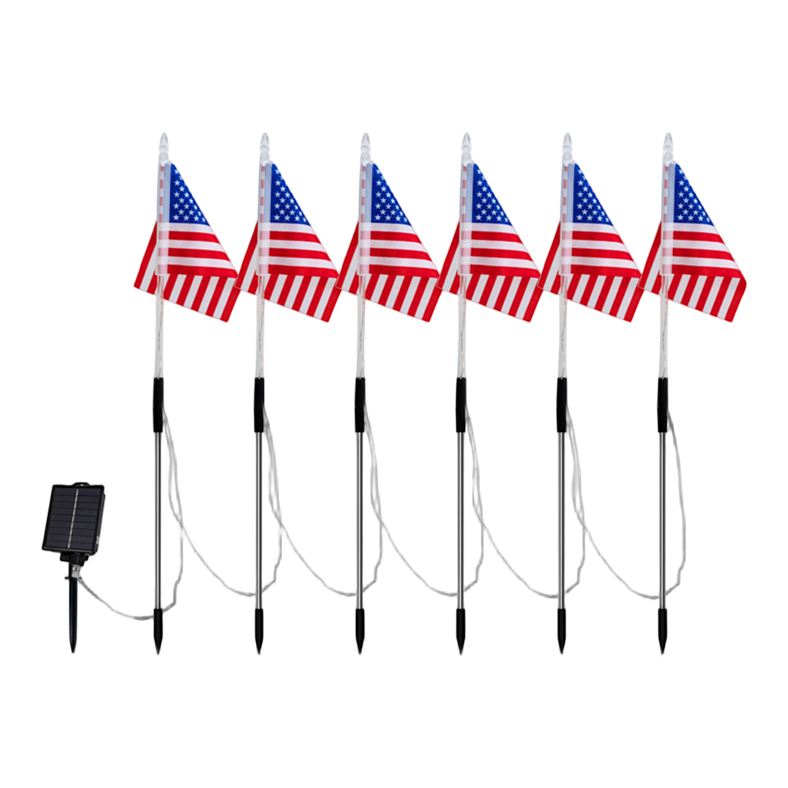Solar Led American Flag Stake  - مراجعة Outdoor Lighting Yard Stakes وسعره