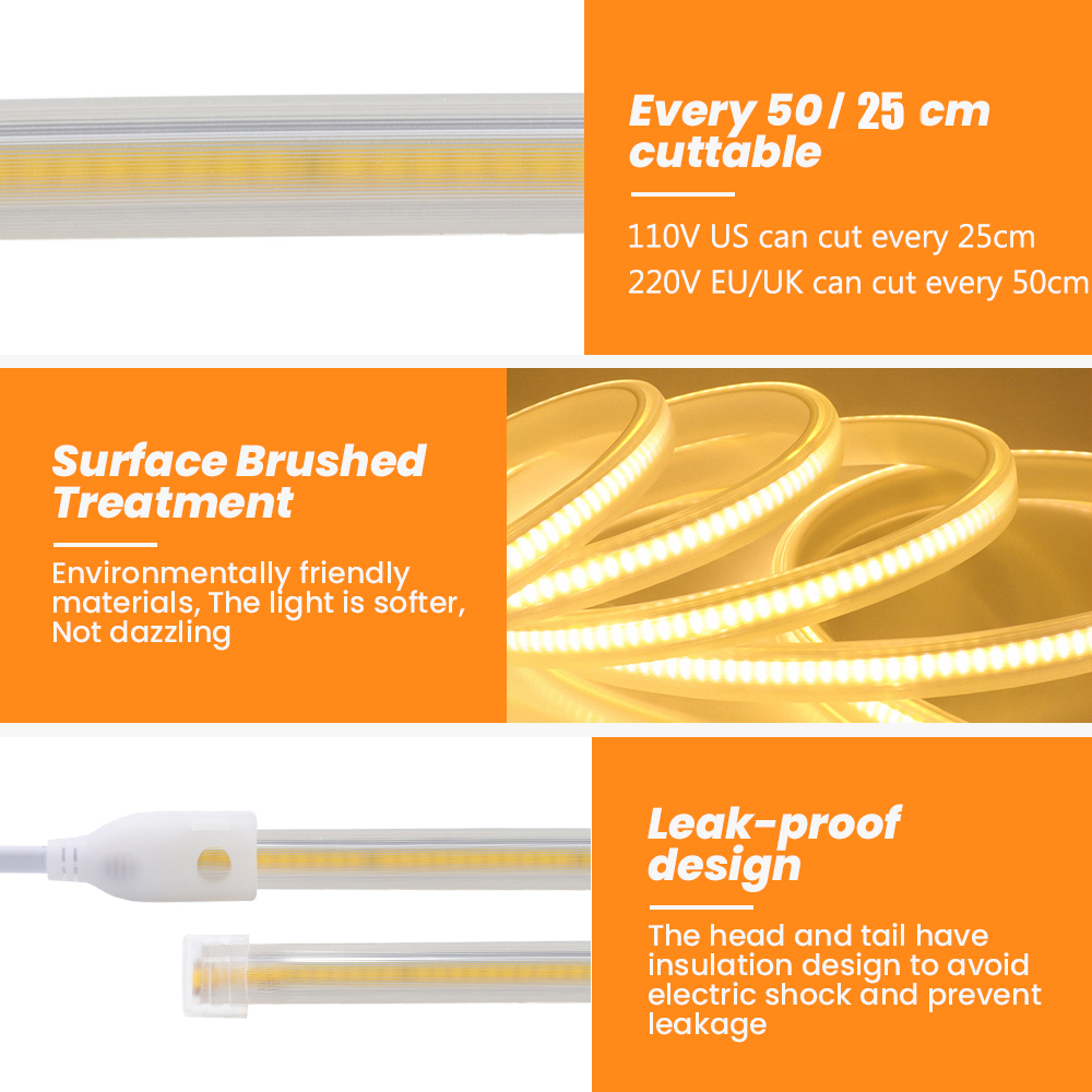 COB LED Strip 110V 220V Flexib - مراجعة Outdoor Lighting Linear وسعره