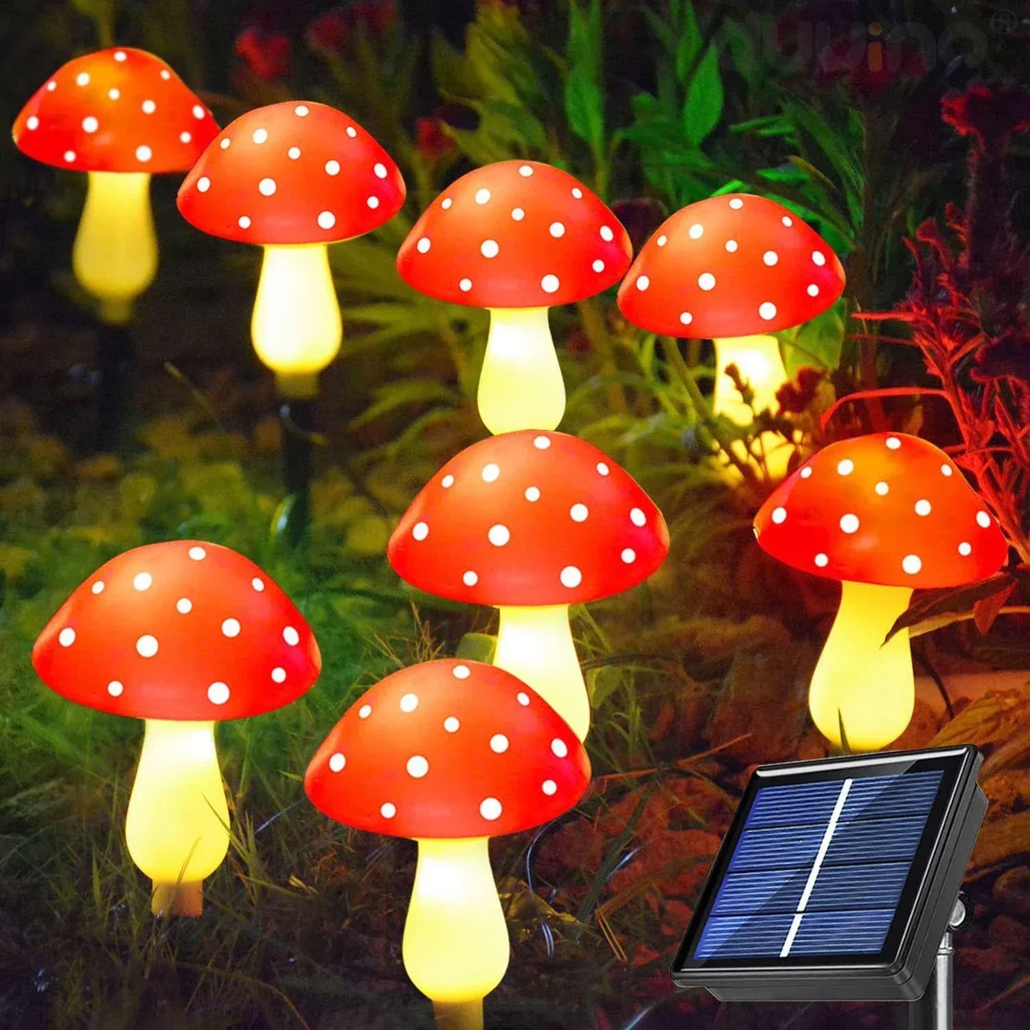 8/12/20LEDS Solar Mushroom Lig - مراجعة Outdoor Lighting Yard Stakes وسعره