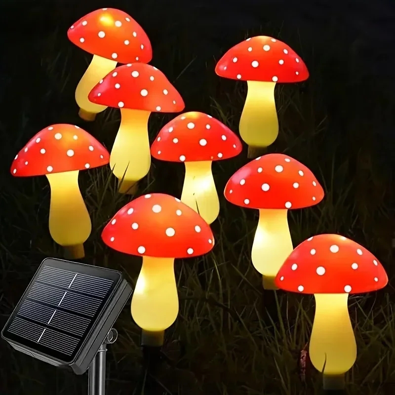 8/12/20LEDS Solar Mushroom Lig - مراجعة Outdoor Lighting Yard Stakes وسعره
