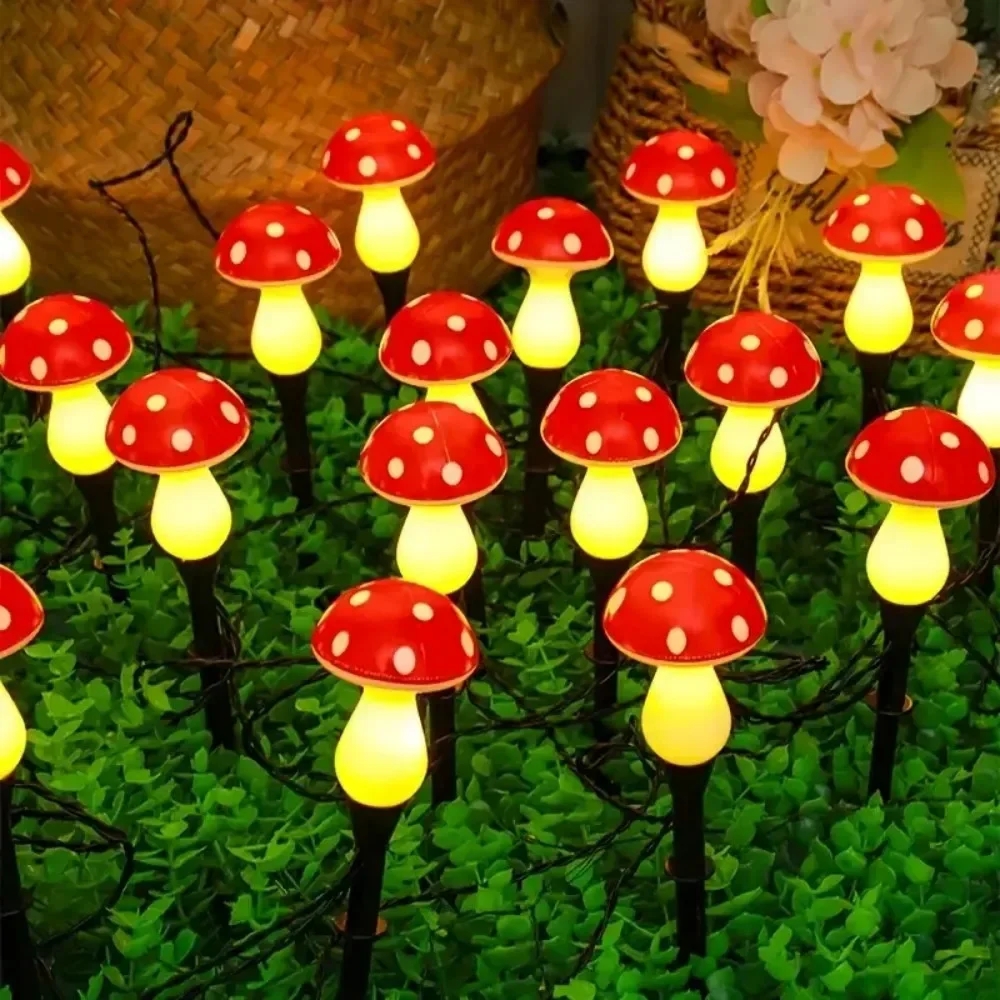 8/12/20LEDS Solar Mushroom Lig - مراجعة Outdoor Lighting Yard Stakes وسعره