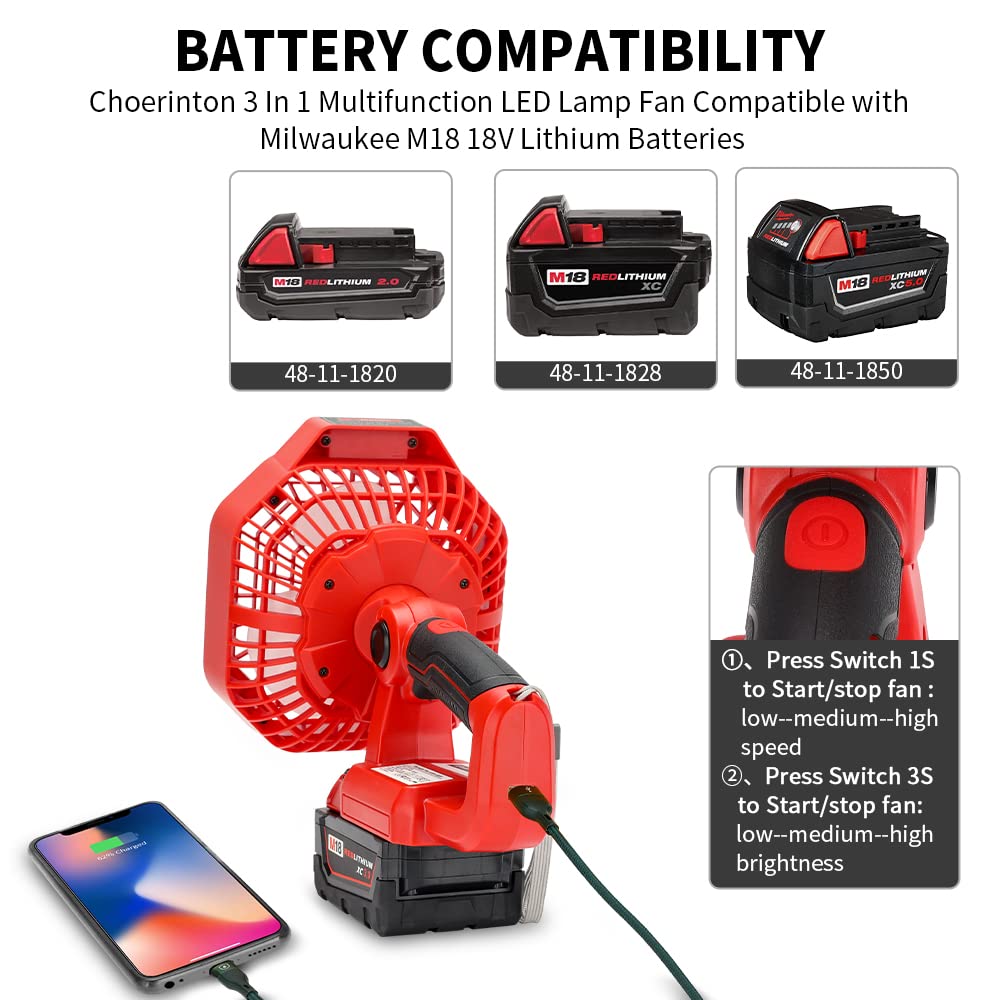 Multi Function Portable Fan fo - مراجعة Outdoor Lighting Milwaukee وسعره