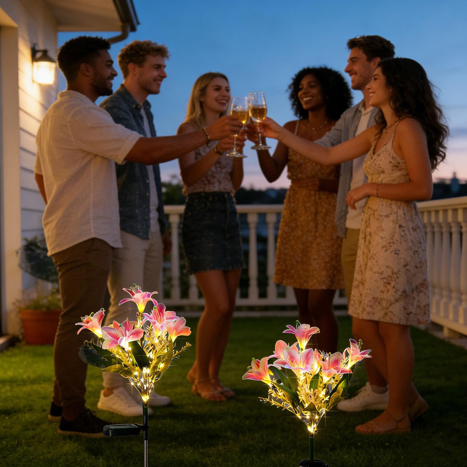 Solar Flower Lights Outdoor 7  - مراجعة Outdoor Lighting Yard Stakes وسعره