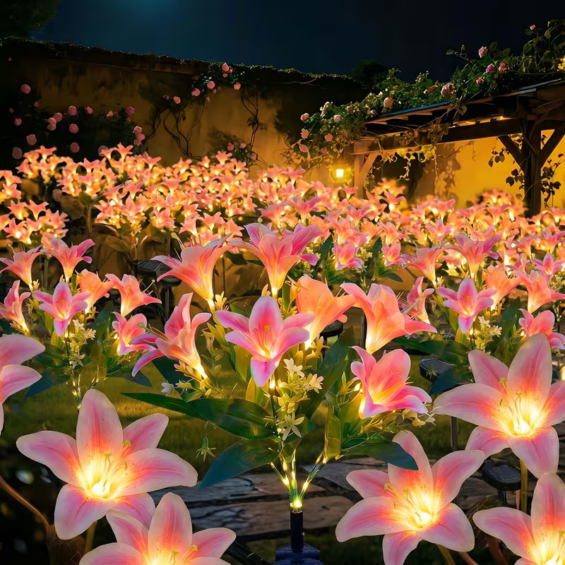 Solar Lily Flower Lawn Lights  - مراجعة Outdoor Lighting Yard Stakes وسعره