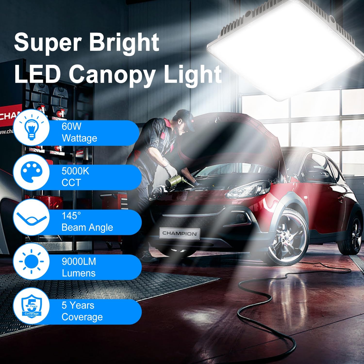 LED Light 60W, 9000LM LED Ligh - مراجعة Outdoor Lighting Garage وسعره