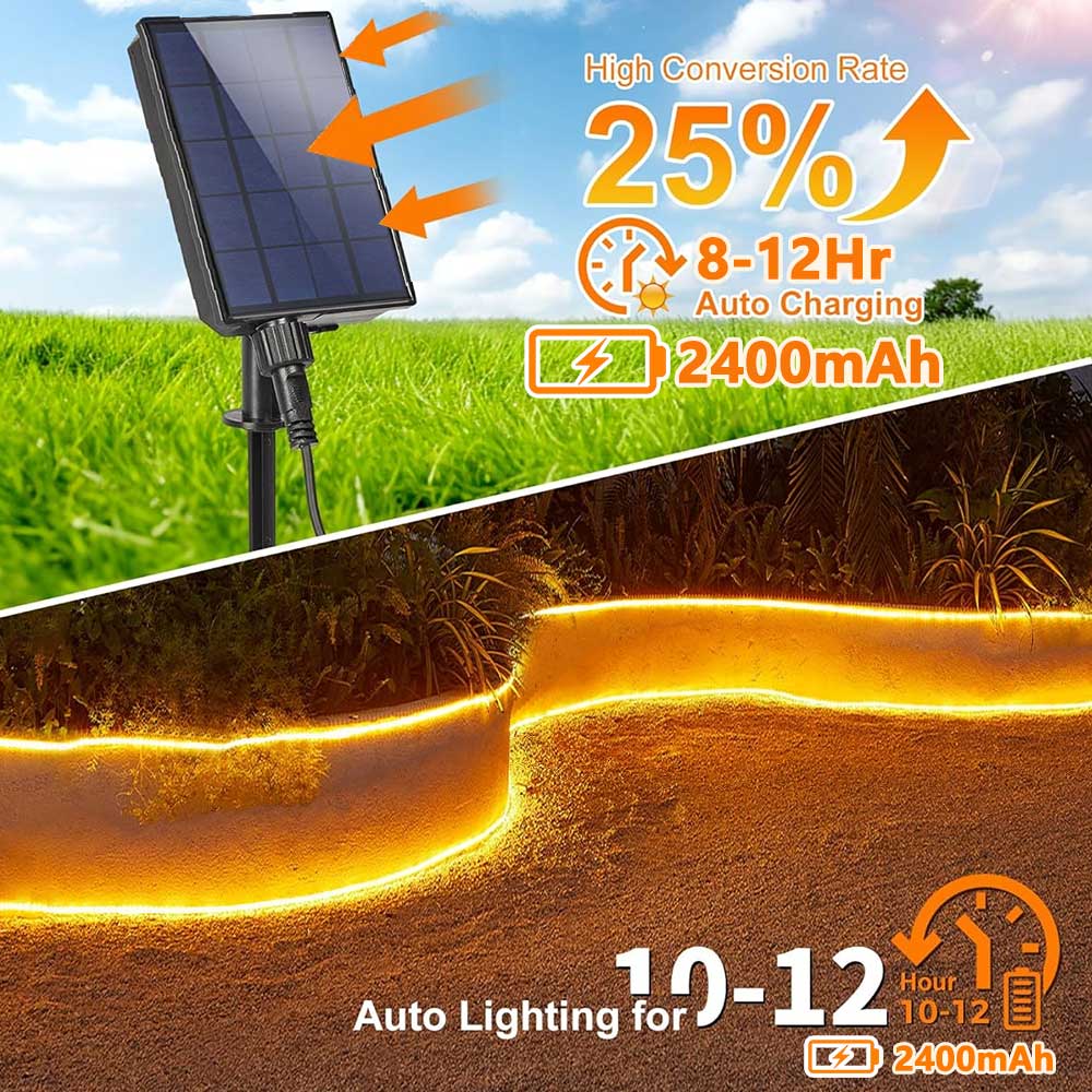 24V Solar COB LED Strip Lights - مراجعة Outdoor Lighting Linear وسعره