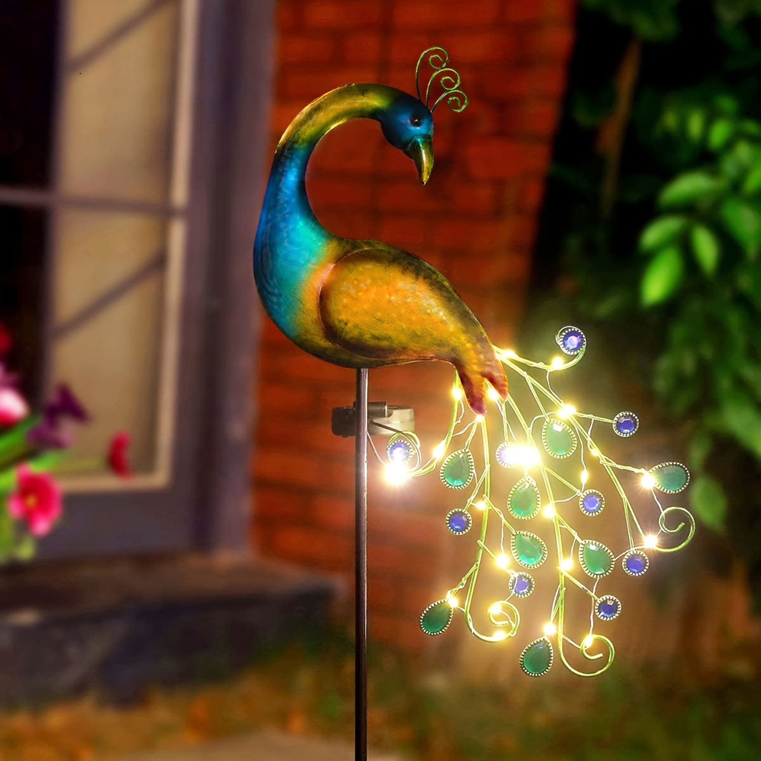 Solar Peacock Stake Light - El - مراجعة Outdoor Lighting Yard Stakes وسعره