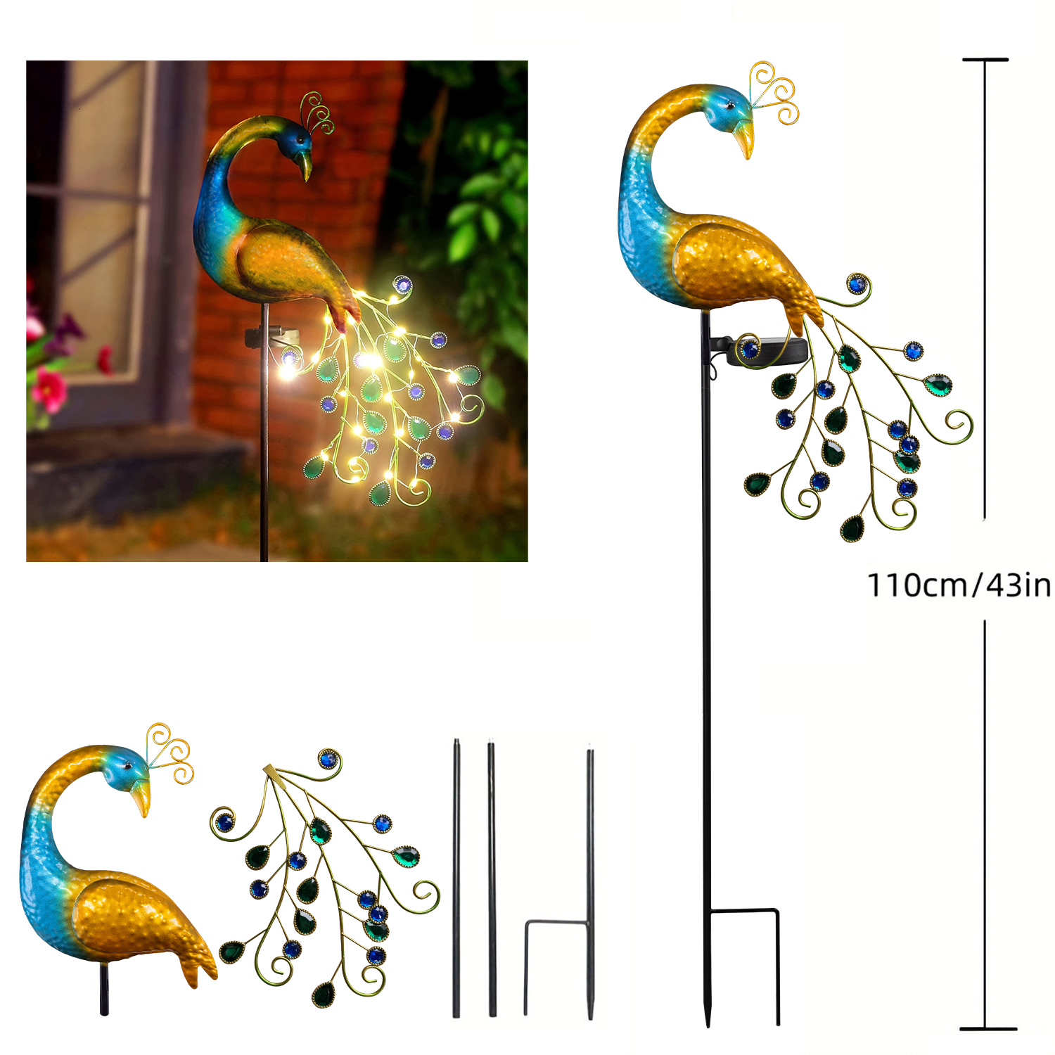 Solar Peacock Stake Light - El - مراجعة Outdoor Lighting Yard Stakes وسعره