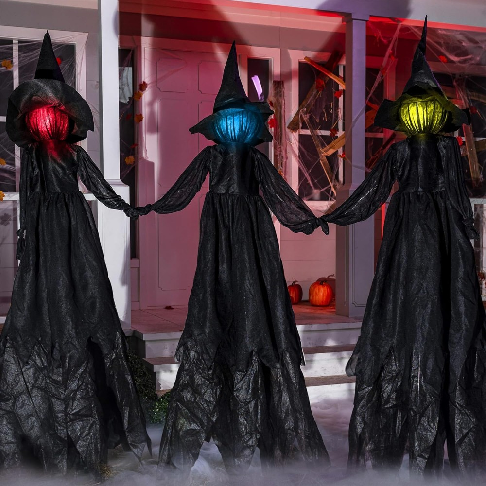 3 Pack 51'' Halloween Witch De - مراجعة Outdoor Lighting Yard Stakes وسعره