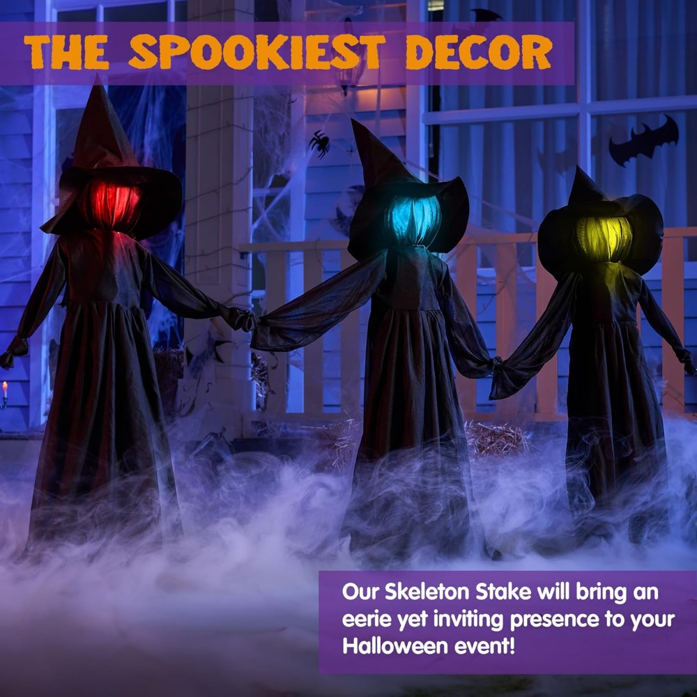 3 Pack 51'' Halloween Witch De - مراجعة Outdoor Lighting Yard Stakes وسعره