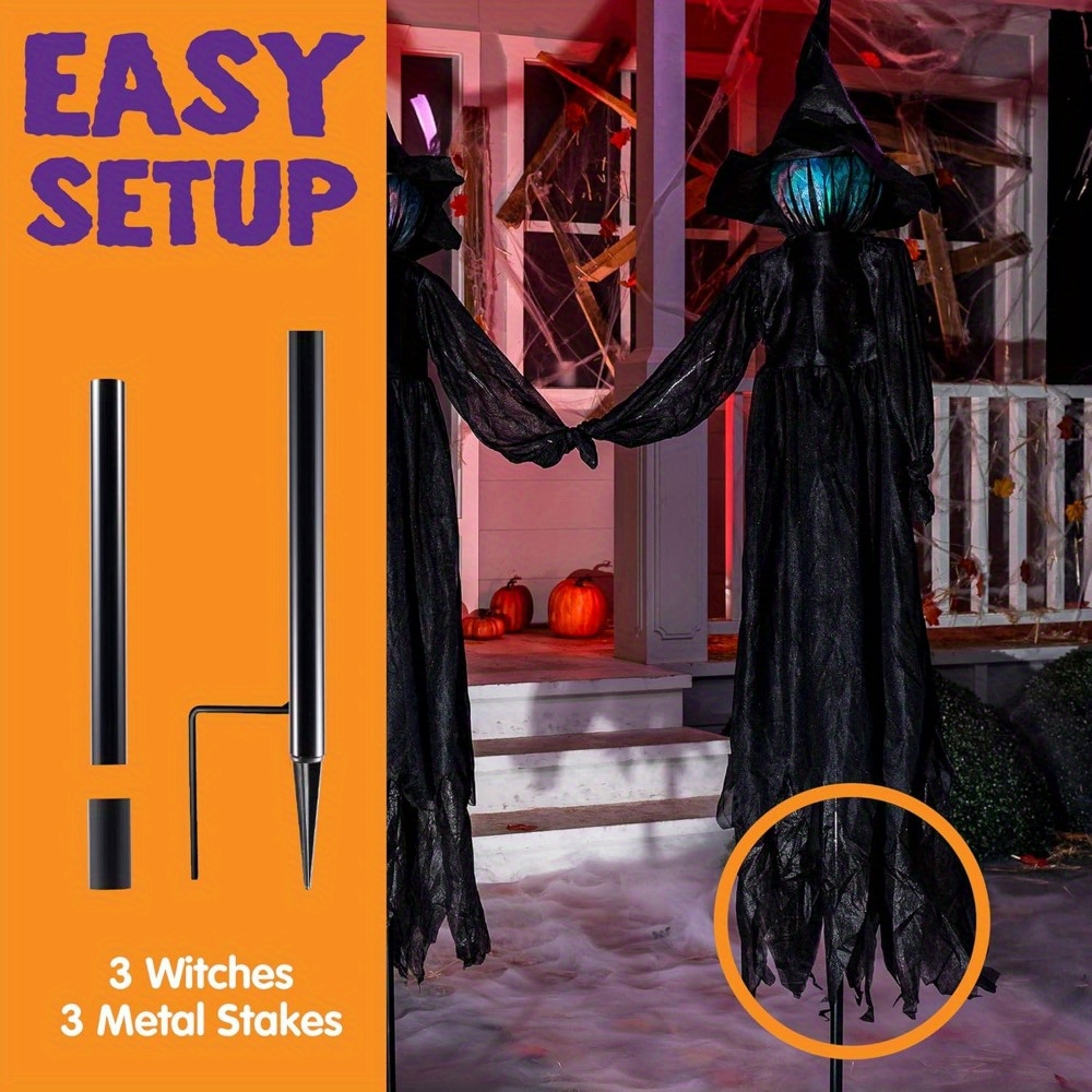 3 Pack 51'' Halloween Witch De - مراجعة Outdoor Lighting Yard Stakes وسعره