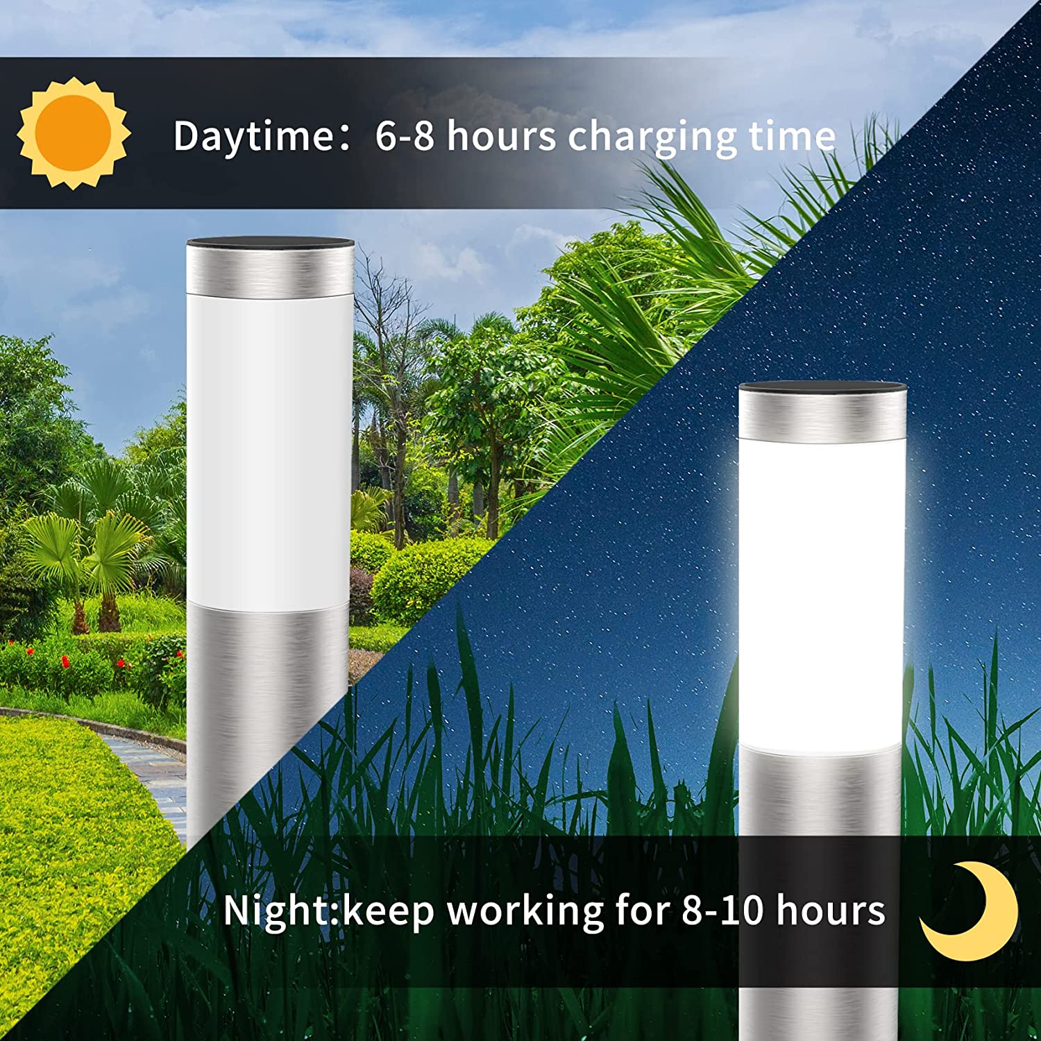 6Pakc Stainless Steel Solar Pa - مراجعة Outdoor Lighting Bollards وسعره