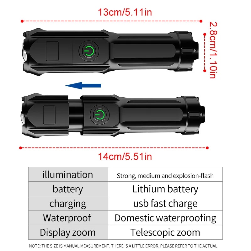 Super Bright Flashlight USB Re - مراجعة Outdoor Lighting The Range وسعره