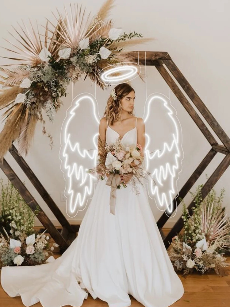 Custom Neon Sign Аngel Wings & - مراجعة Halo Outdoor Lighting وسعره