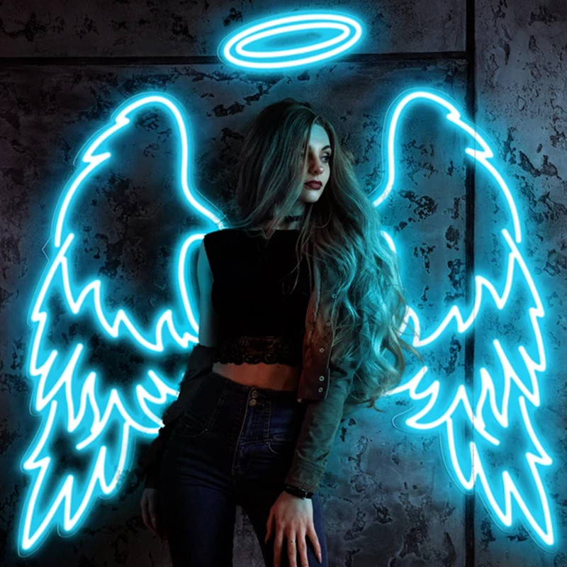 Custom Neon Sign Аngel Wings & - مراجعة Halo Outdoor Lighting وسعره
