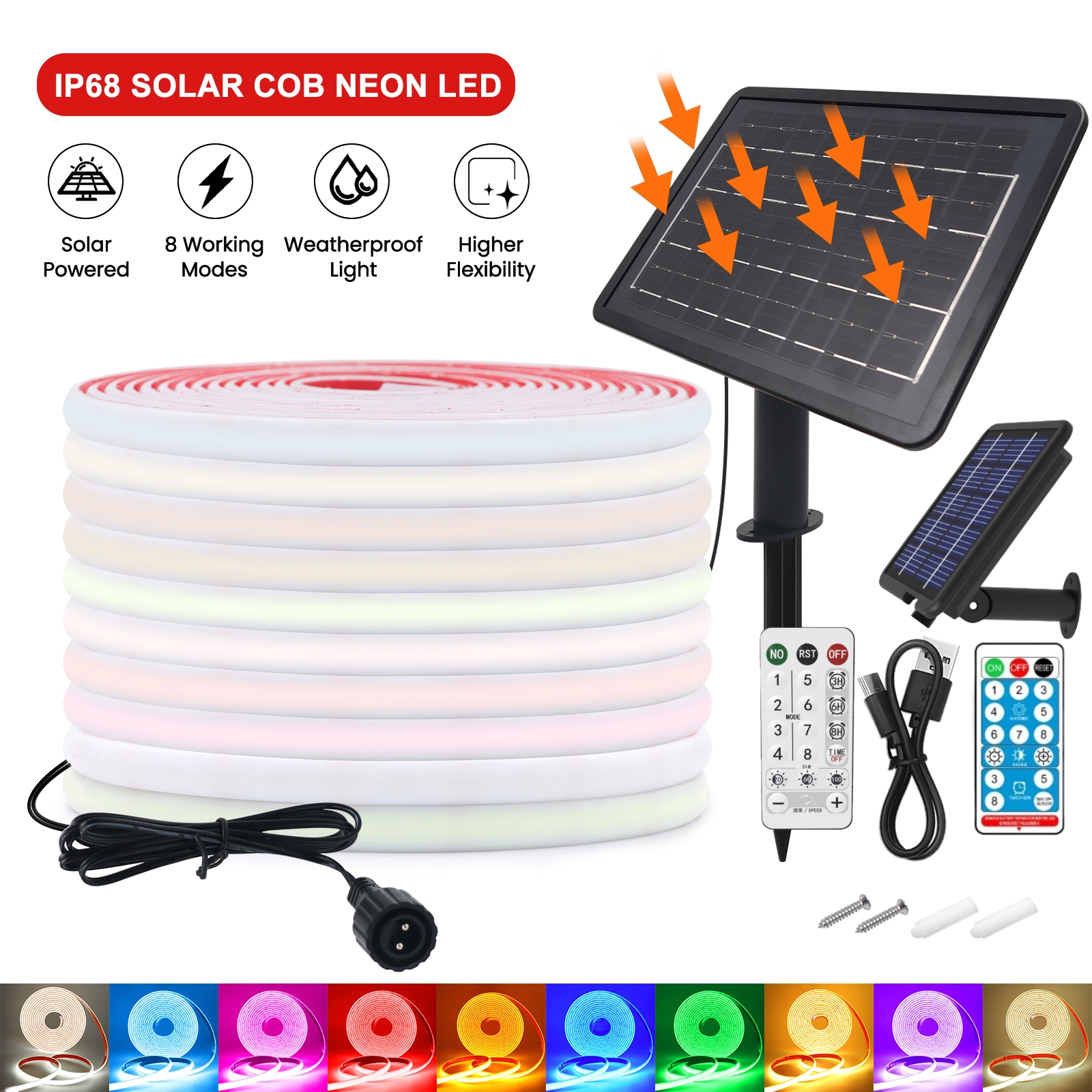 Solar COB Neon Strips 24V Dimm - مراجعة Outdoor Lighting Linear وسعره
