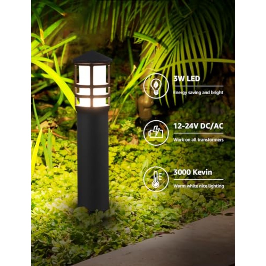 4-Pack Low Voltage Pathway Lig - مراجعة Outdoor Lighting Bollards وسعره