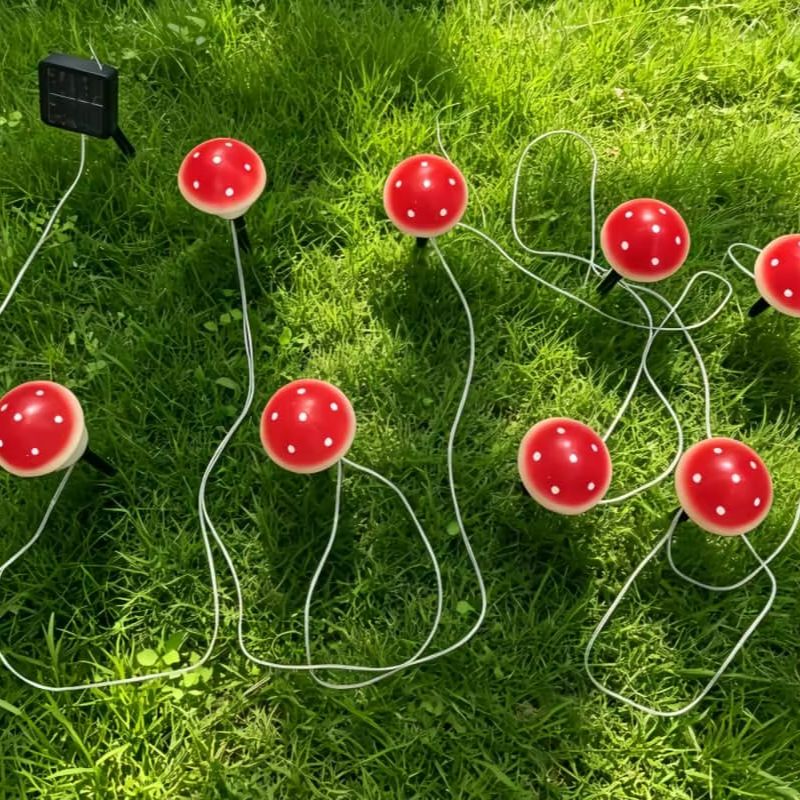 Solar Mushroom String Lights W - مراجعة Outdoor Lighting Yard Stakes وسعره