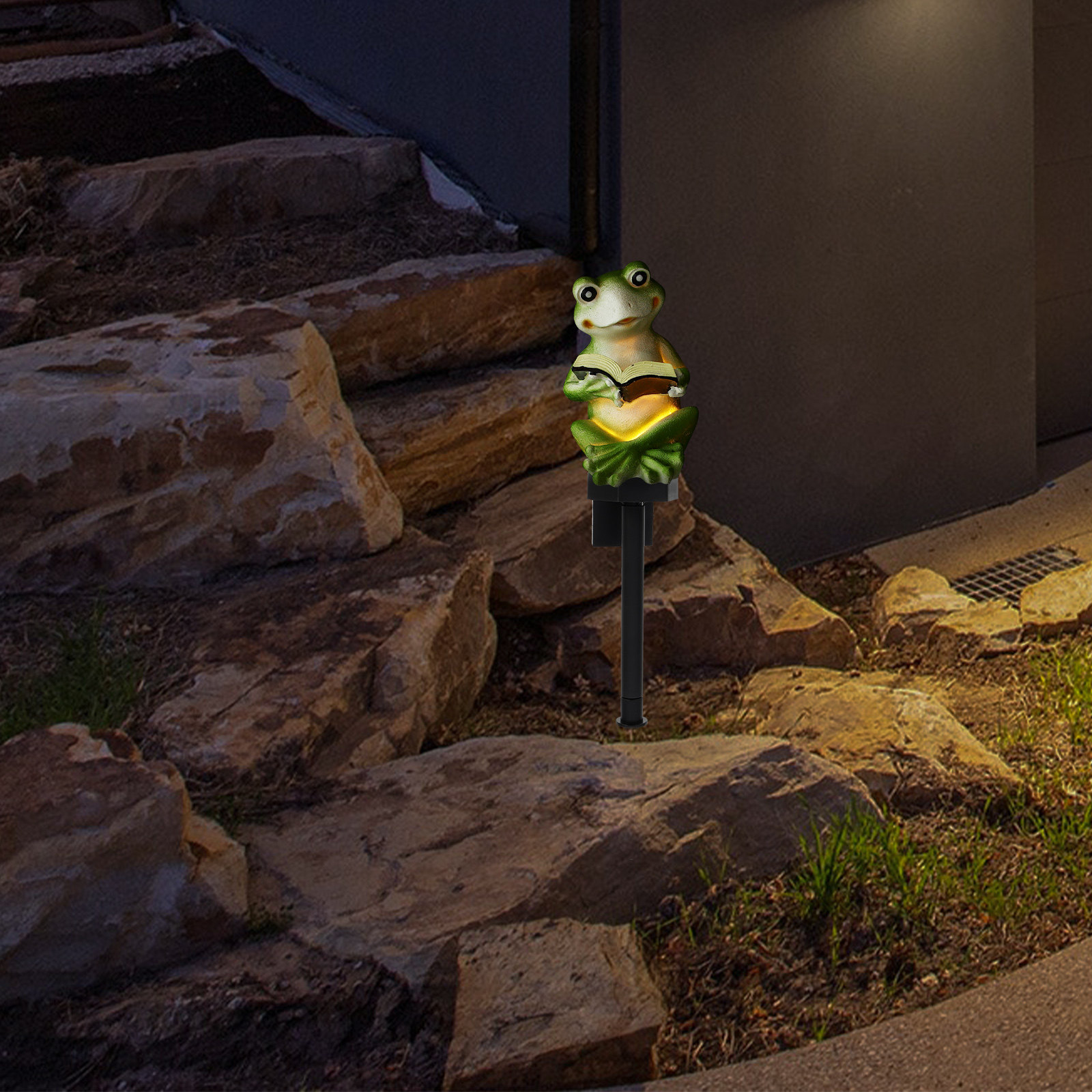 Solar Frog Lights Resin Garden - مراجعة Outdoor Lighting Yard Stakes وسعره